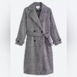 Montgomery Post Plaid Belted Long Car Coat